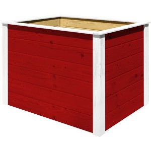 Elemento modulare per aiuola rialzata Weka rosso, 100x69x71 cm, in legno con cornice bianca. Ideale per il giardino.