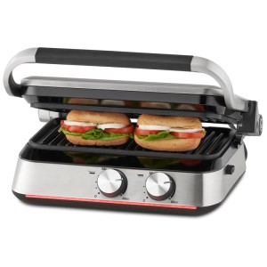 Grill a doppia piastra Trisa Prime Panini in acciaio inox con due panini.