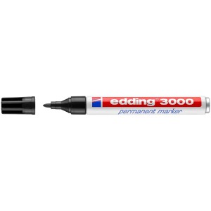 Marqueur permanent noir Edding 3000 avec capuchon retiré.