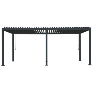 Pergola Colibri in alluminio nero con lamelle orientabili, 2,5x6x3 m.