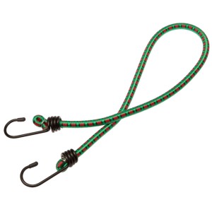 Grüner Gepäckspanner (8 mm x 80 cm) mit roten Streifen und zwei schwarzen Stahlhaken für Reise & Transport.