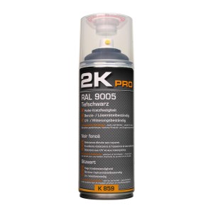 2K Pro Decklack Tiefschwarz Matt, 400ml Sprühfarbe für innen & außen.
