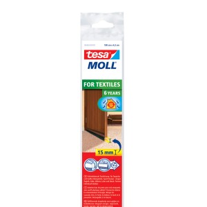 Tesamoll Joint de porte marron pour textile, auto-adhésif, 100x4,3cm, étanchéité jusqu'à 15mm