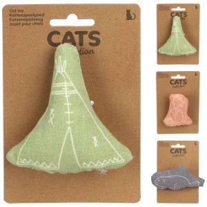 Jouet pour chat en polyester avec cataire, motifs assortis.