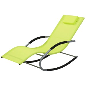 Bain de soleil de jardin Beliani Carano vert citron avec fonction bascule et appui-tête.