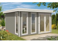 Alpholz Holz-Gartenhaus Flachdach Unbehandelt 445 cm x 428 cm