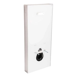 Module sanitaire Sanitop-Wingenroth en blanc-acier inoxydable pour WC bâti-support, sans carrelage.