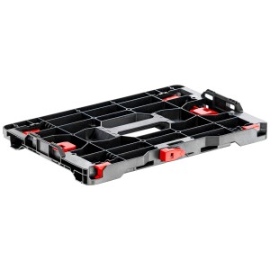 Plaque d'adaptation Technocraft Metabox pour coffret système, noire avec accents rouges.