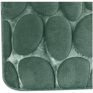 Tappeto bagno verde MSV Pebbles 40x60 cm effetto ciottoli. Tappeto in microfibra.