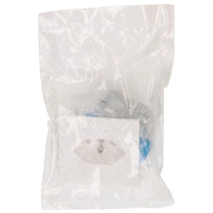 Prise Hager Kallysto emballée, insert simple T13 avec plaque frontale blanche.