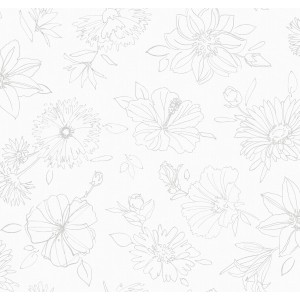 Nappe d-c-fix Palmas Natur, Ø 150cm, ronde avec motif floral.