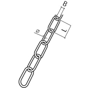 Disegno di una catena ad anello in acciaio Conacord, diametro 4 mm, lunghezza 38 mm.