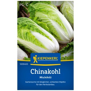 Semences de chou chinois Kiepenkerl Michihili, têtes allongées avec feuilles vertes.