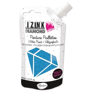 Aladine Diamond 24 Carats Blu, 80ml pittura glitter in flacone squeeze per accessori pittura.