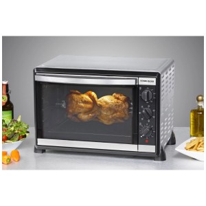Forno Rommelsbacher BG 1805/E: forno in acciaio inox con due polli allo spiedo.