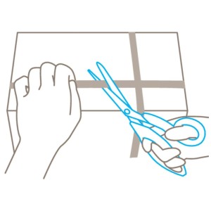 Illustrazione: Mano taglia nastro pacco con forbici di sicurezza Martor Secuplus 568.