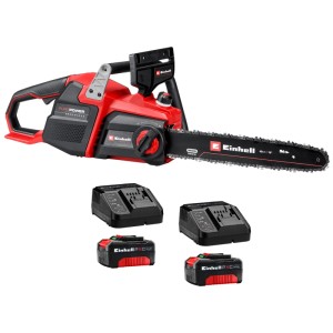 Tronçonneuse à batterie Einhell GP-LC 36/40 Li BL avec 2 batteries et chargeurs.