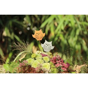 Dekorative Eulen-Gartenstecker in Rost-Optik für Blumenkästen und Kübel.
