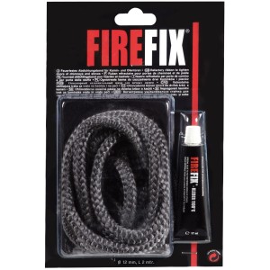 Cordon en céramique Firefix (Ø 12mm) avec colle pour portes de cheminées et poêles.