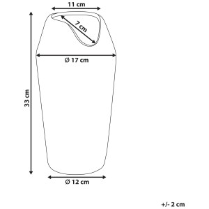 Schizzo del vaso decorativo Apamea in gres argentato con dimensioni.