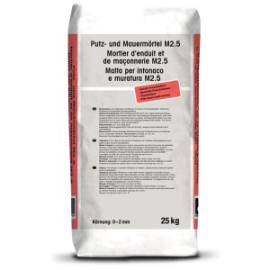 Sacco di malta per intonaco e muratura M2.5, 25 kg, per interni ed esterni.