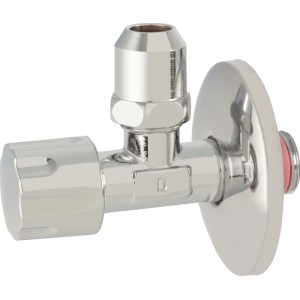 Robinet d'équerre auto-étanche, chromé, 3/8 pouce, pour lave-linge ou lave-vaisselle.