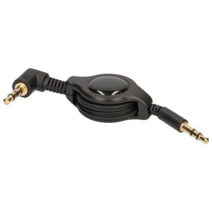 Câble audio rétractable Schwaiger, noir, 0,8 m, avec fiches jack.