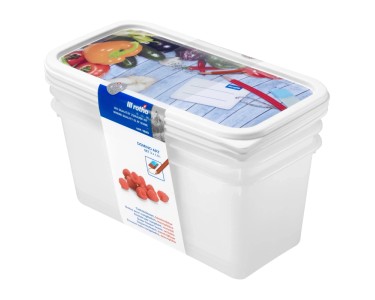 Rotho Set di contenitori per il freezer Domino plastica 3 x 1,5 l