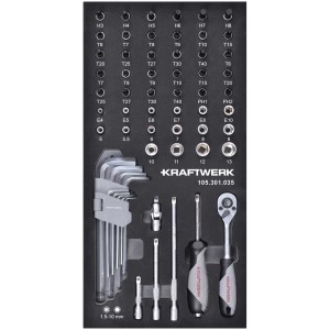 Kraftwerk Set cricchetto reversibile, 63 pezzi, 1/4 di pollice, assortito in inserto.