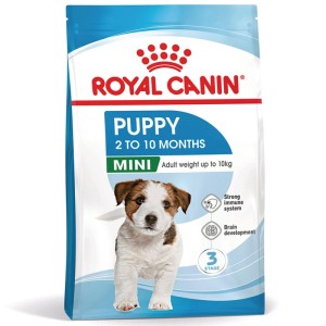 ROYAL CANIN Mini Puppy cibo secco per cuccioli razze piccole fino a 10kg. Confezione blu con cucciolo, supporta immunità e cervello.