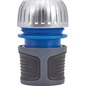 Raccord de tuyau LUX 19 mm (3/4) avec arrêt d'eau, en métal et plastique pour tuyaux d'arrosage.