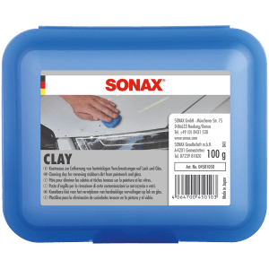 Sonax Clay Reinigungsknete 100g in blauer Dose zur Lackreinigung im Bereich Autopflege.