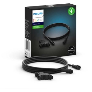 Philips Hue Outdoor Verlängerungskabel, 2,5 m, schwarz, mit T-Stück für Gartenbeleuchtung.
