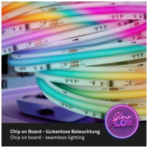 Striscia LED flessibile Brilo® Stripe COB RGB, 3m, per illuminazione d'accento colorata in interni.
