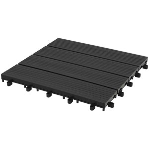Dalles clipsables Gartec WPC anthracite, 30x30 cm, idéales pour balcon et terrasse.