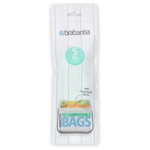 Brabantia kompostierbare Müllbeutel, 6 Liter, 10 Stück, in Verpackung.