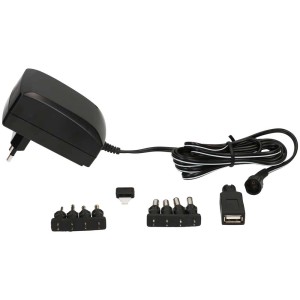 Alimentatore universale 2250mA con adattatori per accessori audio.