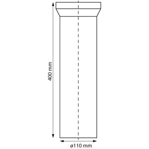 Raccord WC blanc, longueur 400 mm, pour connecter WC et tuyau d'évacuation.
