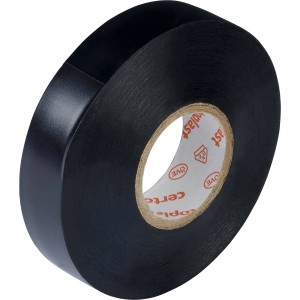 Rouleau de ruban isolant noir OBI, 15 mm de large et 25 m de long.