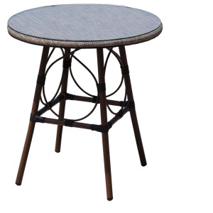 Acamp Bistrotisch Maui mit Bambusoptik und transparentem Glas für Garten oder Balkon.