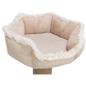 Arbre à chat beige Trixie Boho avec jute et panier douillet, hauteur 97 cm.