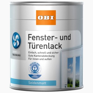 Dose OBI Fenster- und Türenlack, Weiß, seidenmatt, 2,5 l.