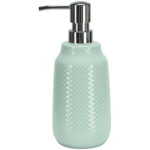 Dispenser sapone Kleine Wolke Dotty in gres color eucalipto con erogatore argento.