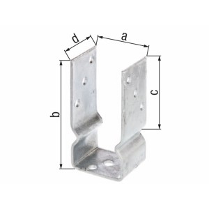Support de poteau en U à visser, galvanisé à chaud, 150x70x60 mm, pour constructions en bois extérieures.