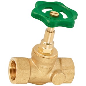 Vanne d'arrêt en laiton, 24,1 mm (Rp 3/4) avec volant vert pour réguler les conduites d'eau.