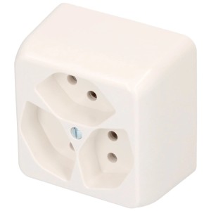 Presa a muro Mica con 3 connessioni di tipo 13 in bianco.