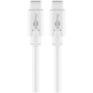 Cavo USB 3.2 bianco da USB-C a USB-C, lunghezza 1 m, per trasferimento dati veloce.