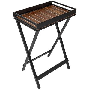 Tavolino Wenko Taba con vassoio in acacia, pieghevole, ideale per cucina e grill.