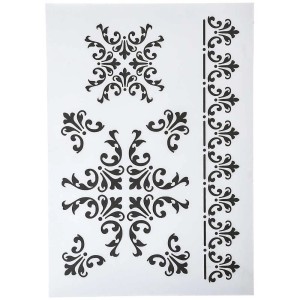 Stencil vintage A4 con ornamenti floreali per stencil.