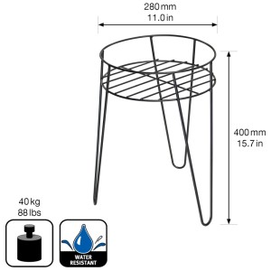 Wagner portapiante GH0640, nero, Ø 28 cm, altezza 40 cm, in acciaio, per interni ed esterni.